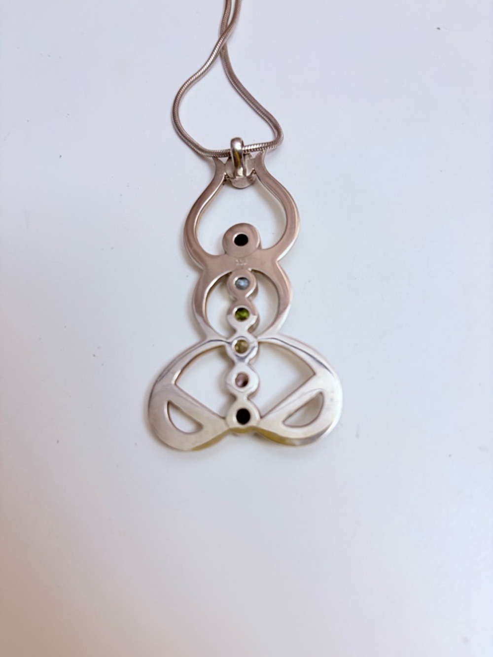Sterling Multi-Gemstone Pendant Necklace - Purple & Multi-Color - Picture 6 of 7